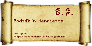 Bodzán Henrietta névjegykártya